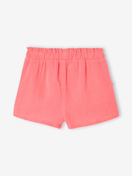 Short fille taille en gaze de coton beige+bleu pâle+rose+vert sauge 10 - vertbaudet enfant 