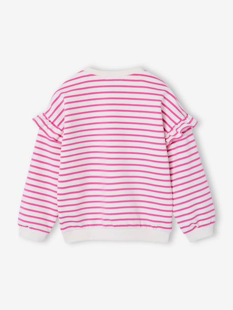 Sweat fille rayé manches à volants bleu pâle+marine+pivoine+rouge+vieux rose 9 - vertbaudet enfant 