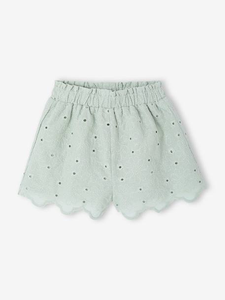 Short bébé fille broderie anglaise vert sauge 1 - vertbaudet enfant 
