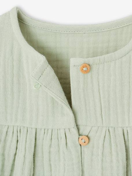 Blouse bébé gaze de coton à volants écru+vert amande+vieux rose 6 - vertbaudet enfant 