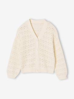 -Gilet fille maille ajourée