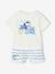 Ensemble bébé t-shirt et short Snoopy rayé bleu 1 - vertbaudet enfant 