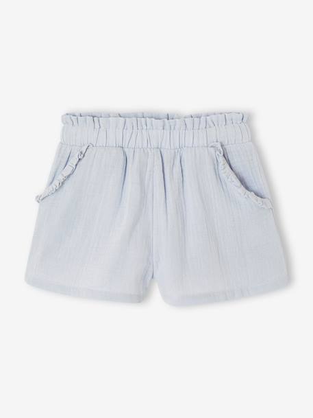 Short fille taille en gaze de coton beige+bleu pâle+rose+vert sauge 4 - vertbaudet enfant 