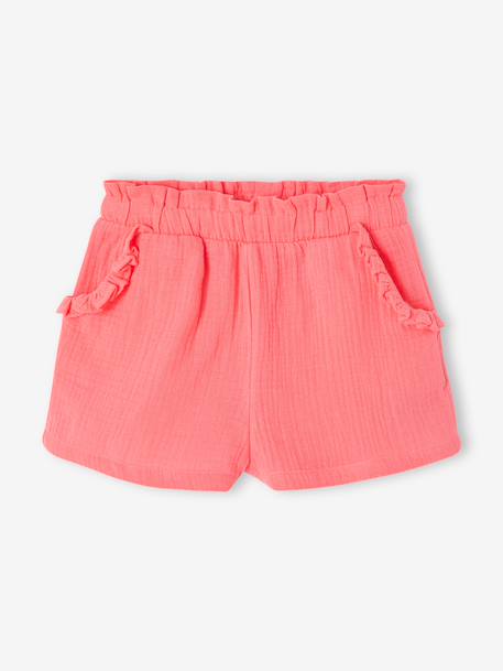 Short fille taille en gaze de coton beige+bleu pâle+rose+vert sauge 9 - vertbaudet enfant 
