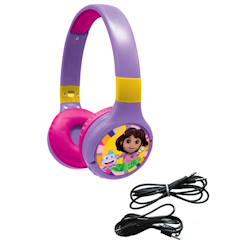 Jouet-Multimédia-Casque 2 en 1 dora bluetooth et filaire avec limitation de son