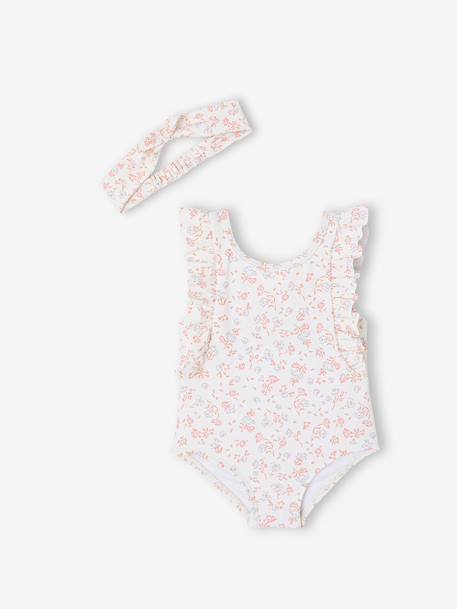 Ensemble de bain bébé maillot et bandeau écru 1 - vertbaudet enfant 