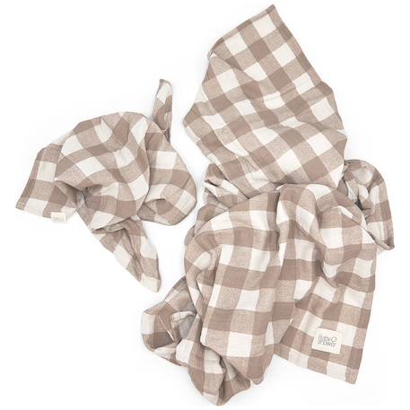 Lot de 2 langes minimax vichy caramel (140 x 100 m) Ecru, marron 2 - vertbaudet enfant 