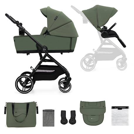 Poussette 2 en 1 Kinderkraft YOXI avec Nacelle Pliable, Siège Réversible, Roues Increvables et UPF50+ Beige+Vert 7 - vertbaudet enfant 
