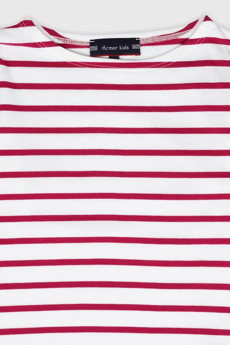 Marinière en coton léger enfant Blanc/delhi+Blanc/tigerlily 2 - vertbaudet enfant 