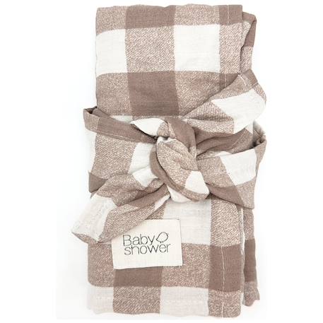 Lot de 2 langes minimax vichy caramel (140 x 100 m) Ecru, marron 1 - vertbaudet enfant 