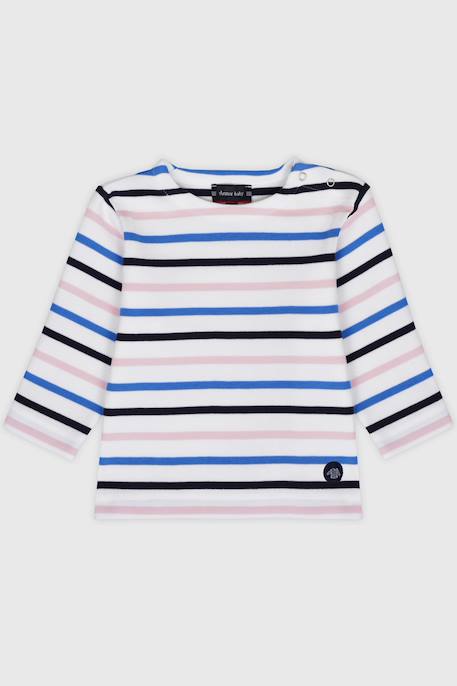 Marinière 4 couleurs en coton épais bébé Blanc/bleu lavande/marmo/ketch+Blanc/blue saphir/m.deep/fairy+Blanc/icaro/tigerlily/marine d 3 - vertbaudet enfant 