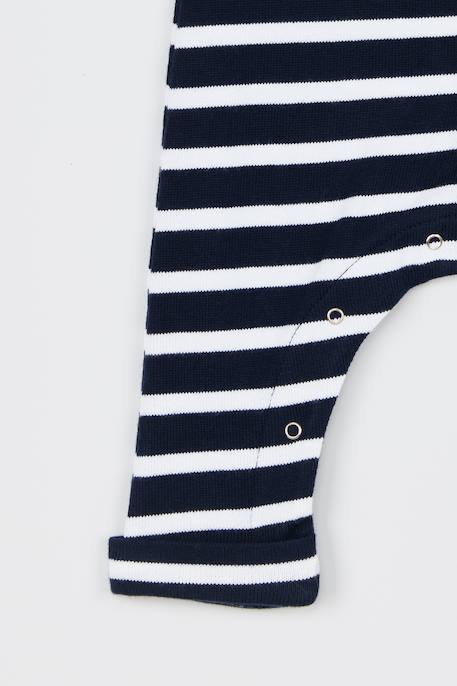 Combinaison rayée en coton bébé Marine deep/blanc 4 - vertbaudet enfant 
