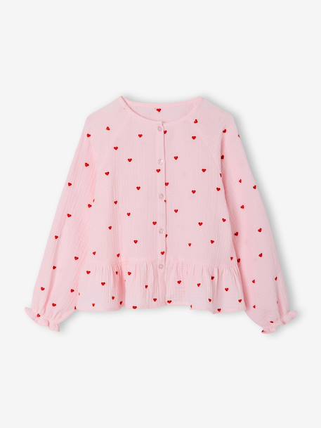 Chemise fille en gaze de coton rose pâle+vert d'eau 3 - vertbaudet enfant 