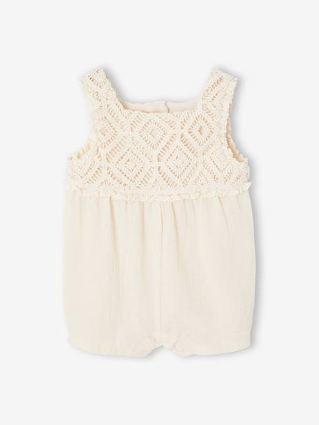 Combishort bébé fille en crochet vanille 2 - vertbaudet enfant 