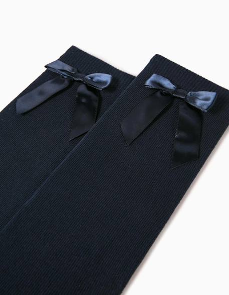 Pack de 2 paires de chaussettes hautes côtelées avec nœud Bleu foncé 3 - vertbaudet enfant 