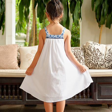 Robe demoiselle d'honneur  fleurie    coupe ample  emma Blanc bleu 2 - vertbaudet enfant 
