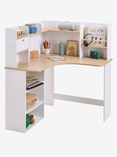 Bureau d'angle enfant avec rangements blanc 6 - vertbaudet enfant 
