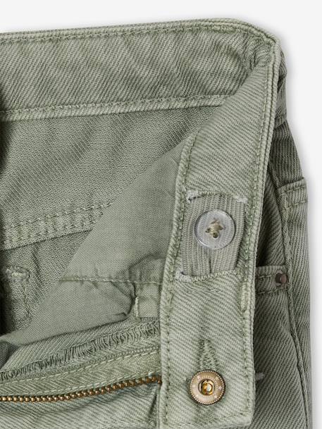 Pantalon mom fille brodé rose poudré+vert de gris 9 - vertbaudet enfant 