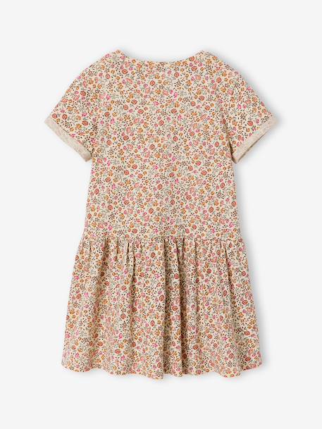 Robe imprimée fille manches courtes beige imprimé+multicolore+rose nude+vert de gris+vert imprimé 2 - vertbaudet enfant 
