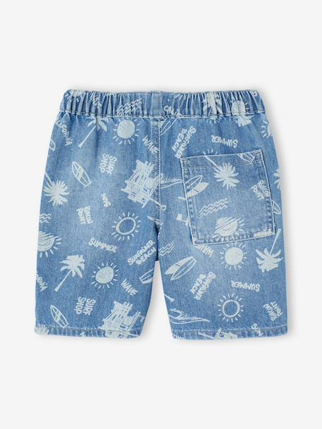 Bermuda garçon jean facile à enfiler bleu imprimé+denim gris+double stone+rayé bleu+stone 6 - vertbaudet enfant 
