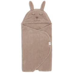 Linge de maison et décoration-Linge de lit bébé-Couverture nomade bunny cloudy rib milky coffee