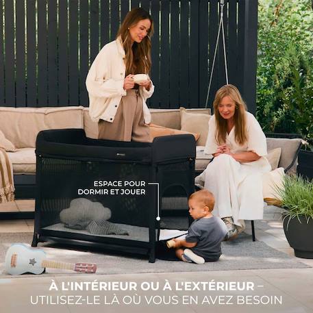 Lit Parapluie Kinderkraft MOON DREAM avec Sommier Suspendu, Matelas Inclus, Pliage en Un Geste et Sac de Transport Beige+Noir 9 - vertbaudet enfant 