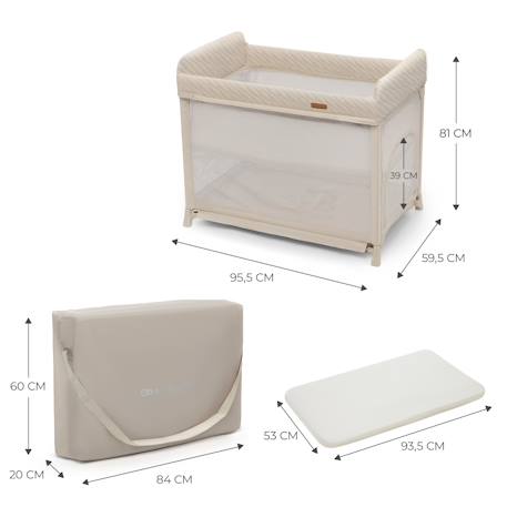 Lit Parapluie Kinderkraft MOON DREAM avec Sommier Suspendu, Matelas Inclus, Pliage en Un Geste et Sac de Transport Beige+Noir 6 - vertbaudet enfant 