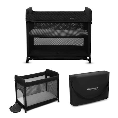 Lit Parapluie Kinderkraft MOON DREAM avec Sommier Suspendu, Matelas Inclus, Pliage en Un Geste et Sac de Transport Beige+Noir 7 - vertbaudet enfant 