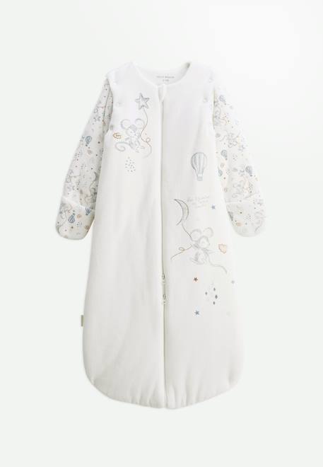 Turbulette d'hiver en velours avec manches amovibles et jambes séparables rêverie Ecru 1 - vertbaudet enfant 