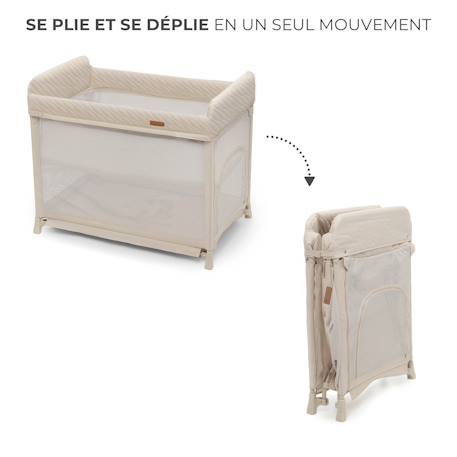 Lit Parapluie Kinderkraft MOON DREAM avec Sommier Suspendu, Matelas Inclus, Pliage en Un Geste et Sac de Transport Beige+Noir 4 - vertbaudet enfant 