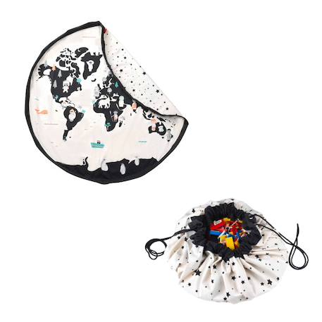 Tapis de jeu & sac à jouets - Worldmap/ Stars Noir & Naturel 1 - vertbaudet enfant 