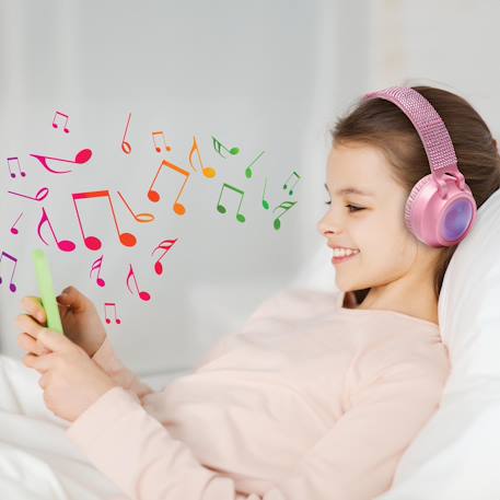 Casque lumineux pliable bluetooth et filaire girly avec limitation du volume  85 dB MULTICOLORE 5 - vertbaudet enfant 