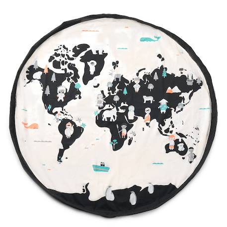Tapis de jeu & sac à jouets - Worldmap/ Stars Noir & Naturel 4 - vertbaudet enfant 