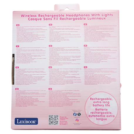 Casque lumineux pliable bluetooth et filaire girly avec limitation du volume  85 dB MULTICOLORE 4 - vertbaudet enfant 
