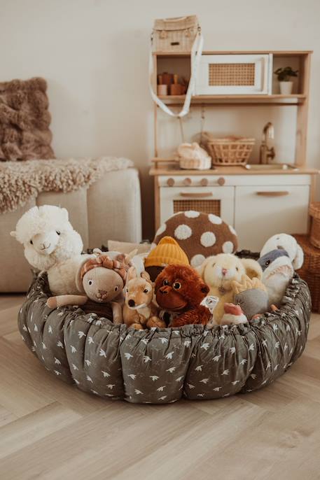 Tapis d'éveil & sac à jouets 3 en 1 bloom en coton Beige+Jaune moutarde+Marron foncé+Noir & Blanc+Rose+Vert 24 - vertbaudet enfant 