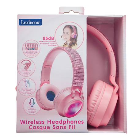 Casque lumineux pliable bluetooth et filaire girly avec limitation du volume  85 dB MULTICOLORE 3 - vertbaudet enfant 