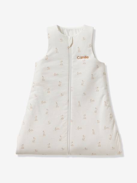 Gigoteuse personnalisable ouverture centrale bio PETITS LAPINS blanc imprimé 6 - vertbaudet enfant 