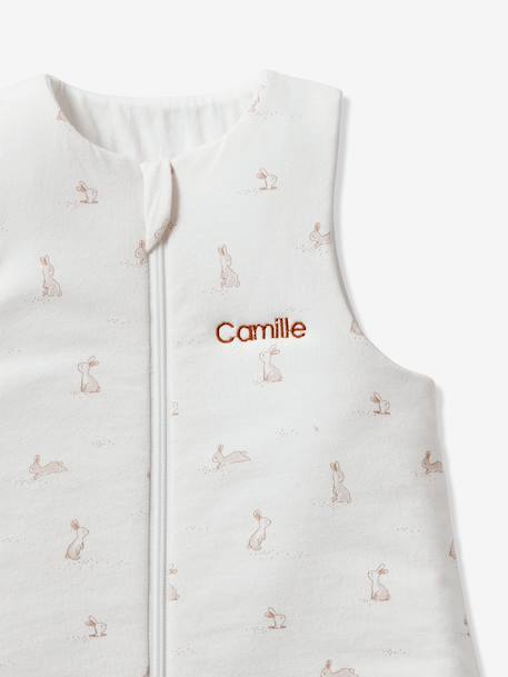 Gigoteuse personnalisable ouverture centrale bio PETITS LAPINS blanc imprimé 4 - vertbaudet enfant 