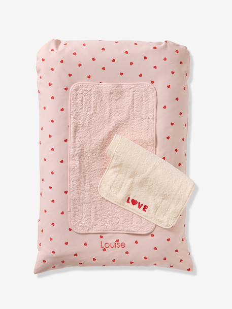 Matelas à langer + 2 tapis de change personnalisable MON COEUR rose imprimé 1 - vertbaudet enfant 