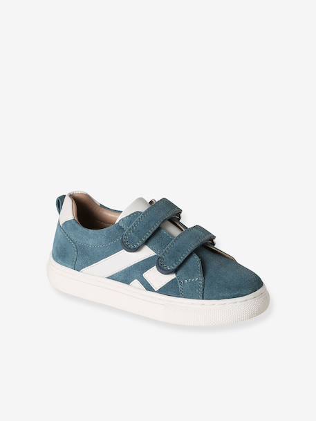 Baskets enfant cuir scratchs bleu jean+lot bleu+lot vert+marine 2 - vertbaudet enfant 