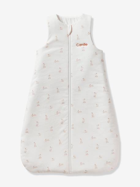 Gigoteuse personnalisable ouverture centrale bio PETITS LAPINS blanc imprimé 5 - vertbaudet enfant 
