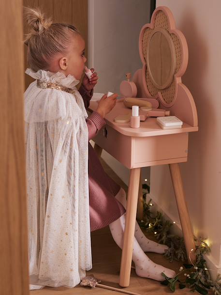 Coiffeuse cannage + accessoires en bois FSC® écru+rose 11 - vertbaudet enfant 
