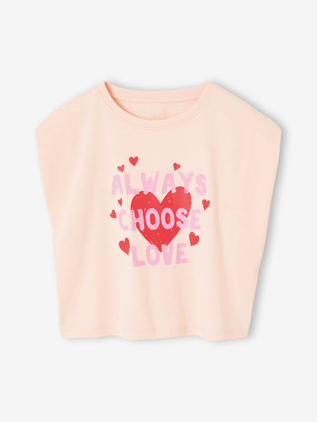 Fille-Tee-shirt fille cropped manches courtes épaulées