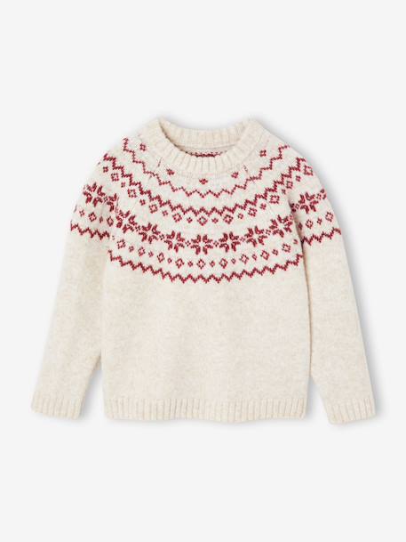 Pull jacquard enfant mixte noël capsule famille écru 7 - vertbaudet enfant 