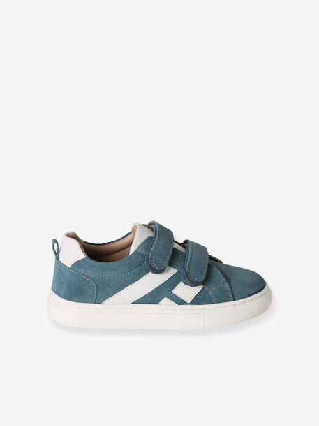 Baskets enfant cuir scratchs bleu jean+lot bleu+lot vert+marine 6 - vertbaudet enfant 