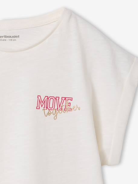 T-shirt fille sport écru+vert sauge 3 - vertbaudet enfant 