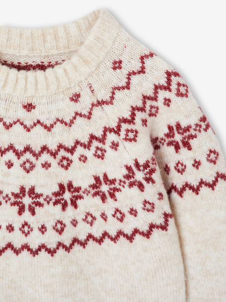 Pull jacquard enfant mixte noël capsule famille écru 6 - vertbaudet enfant 
