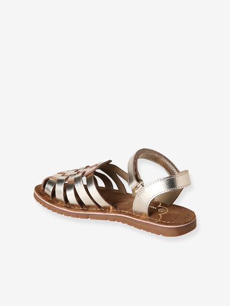 Sandales scratchées cuir enfant collection maternelle écru+or 11 - vertbaudet enfant 
