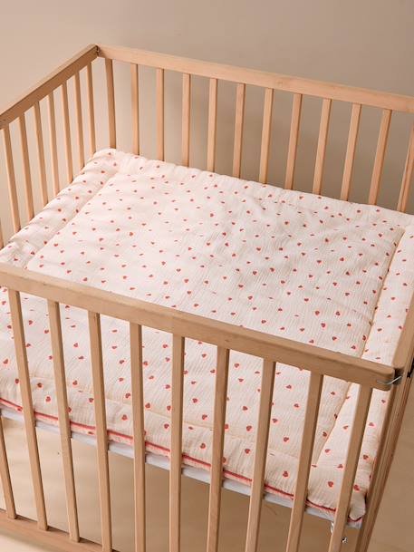Tapis de sol / Fond de parc gaze de coton MON COEUR rose imprimé 6 - vertbaudet enfant 