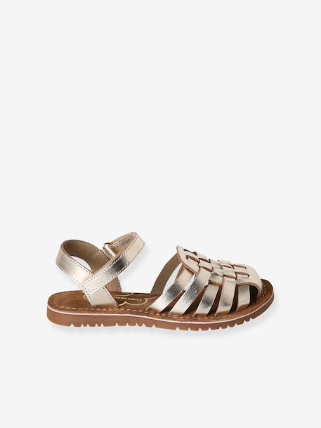 Sandales scratchées cuir enfant collection maternelle écru+or 10 - vertbaudet enfant 